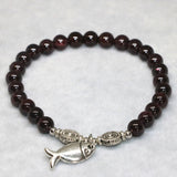 Natural Garnet Bracelet Women Mother 6mm Round Beads 7.5inch