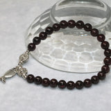 Natural Garnet Bracelet Women Mother 6mm Round Beads 7.5inch