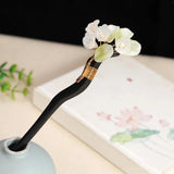 Vintage Chinese Hair Stick Fork Sandalwood Pearl Hairpin Headwear
