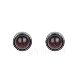 Unisex 925 Sterling Silver Purple Crystal Stud Earrings
