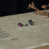 Unisex 925 Sterling Silver Purple Crystal Stud Earrings