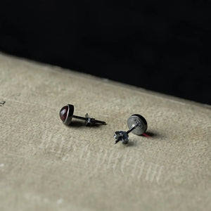 Unisex 925 Sterling Silver Purple Crystal Stud Earrings