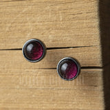 Unisex 925 Sterling Silver Purple Crystal Stud Earrings