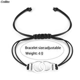 Unisex 2Pcs Handcuff Charm Bracelet For Women Men Adjustable Rope Bracelet