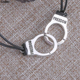 Unisex 2Pcs Handcuff Charm Bracelet For Women Men Adjustable Rope Bracelet