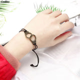 Unisex 2Pcs Handcuff Charm Bracelet For Women Men Adjustable Rope Bracelet