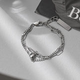 Stainless Steel Heart Magnet Bracelet Set with Twist Chain Tassel
