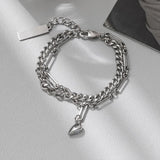 Stainless Steel Heart Magnet Bracelet Set with Twist Chain Tassel
