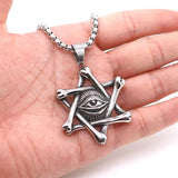 316L Stainless Steel All See Eye Star Pendant