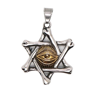 316L Stainless Steel All See Eye Star Pendant