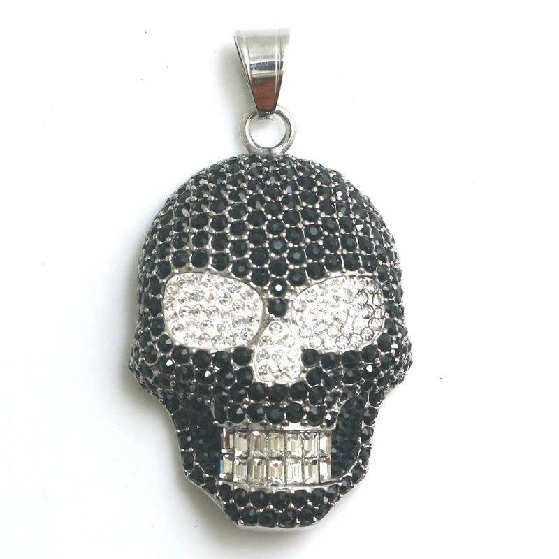 316L Stainless Steel Skull Pendant Heavy Stone