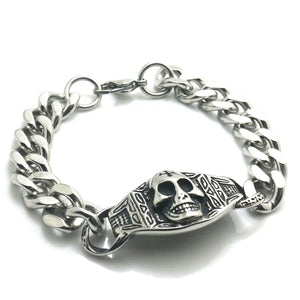 316L Stainless Steel Cross Skull Biker Bracelet