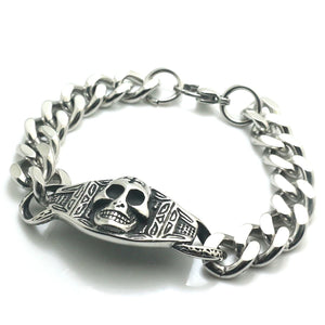 316L Stainless Steel Cross Skull Biker Bracelet