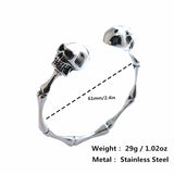316L Stainless Steel Skull Bangle Bracelet