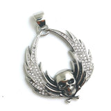 Unisex Stainless Steel Wings Skull Pendant