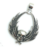 Unisex Stainless Steel Wings Skull Pendant