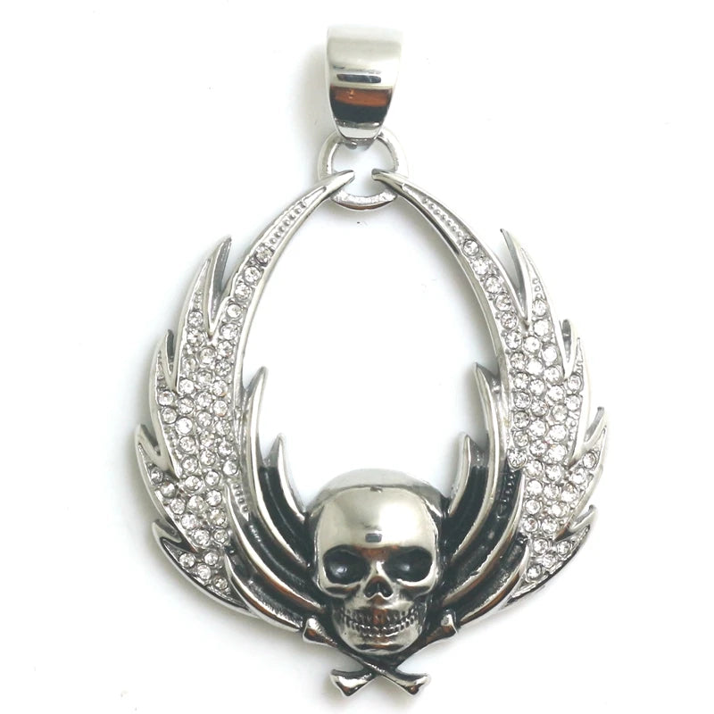 Unisex Stainless Steel Wings Skull Pendant