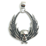 Unisex Stainless Steel Wings Skull Pendant