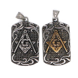 Unisex 316L Stainless Steel Freemasons Stone Pendant Chain
