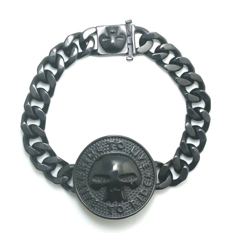 316L Stainless Steel Skull Motorcycle Bracelet