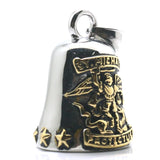 Unisex Stainless Steel Saint Michael Protect Us Golden Bell Pendant