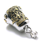 Unisex Stainless Steel Saint Michael Protect Us Golden Bell Pendant