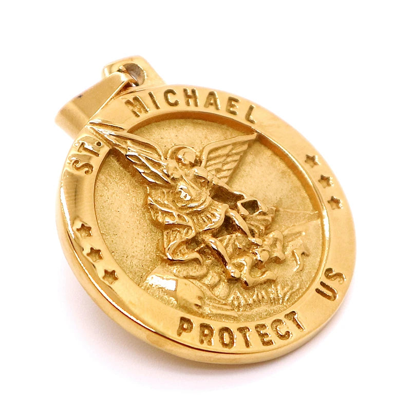 Unisex Stainless Steel Saint Michael Protect Pendant