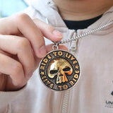 Unisex Stainless Steel Star Ride To Live Skull Pendant