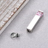 Stainless Steel Zircon Bar Cremation Urn Necklace - Unisex