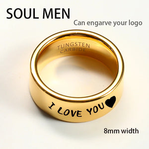 8mm Tungsten Carbide Ring Male Couple Wedding Band Alliance Engrave Your Name