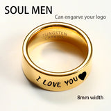8mm Tungsten Carbide Ring Male Couple Wedding Band Alliance Engrave Your Name