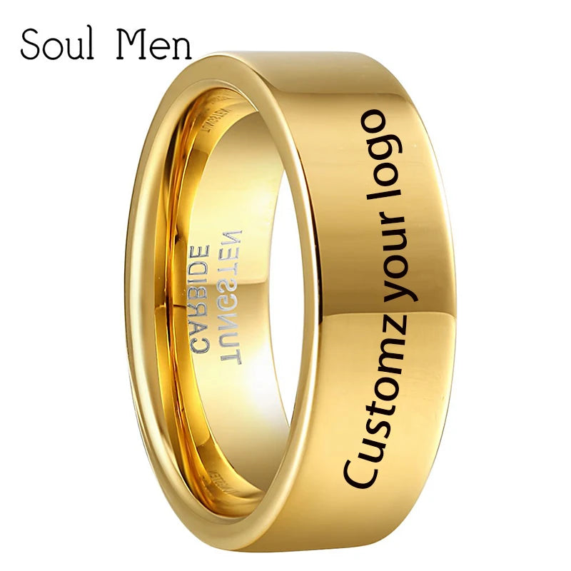 8mm Tungsten Carbide Ring Male Couple Wedding Band Alliance Engrave Your Name