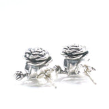 925 Silver Flower Pirate Skull Studs Earrings Unisex Gift
