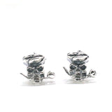 925 Silver Flower Pirate Skull Studs Earrings Unisex Gift