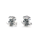 925 Silver Flower Pirate Skull Studs Earrings Unisex Gift