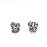 Unisex 925 Silver Owl Studs Earrings with Clean Stone Eye