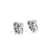 Unisex 925 Silver Owl Studs Earrings with Clean Stone Eye