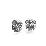 Unisex 925 Silver Owl Studs Earrings with Clean Stone Eye