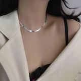 925 Silver Blade Chain Snake Bone Necklace 45/50/55cm Unisex Jewelry