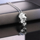 Antique Silver Half Skull Necklace Pendant Gothic Jewelry