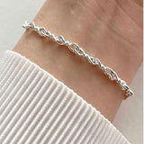 Unisex 925 Sterling Silver Wave Circle Chain Bracelet C-A320