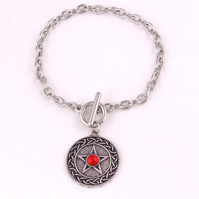 Unisex Bracelet Bangle Pentacle Crystal Chain Amulet Talisman