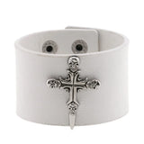 Punk Rock Gothic Skeleton Skull Leather Bracelet