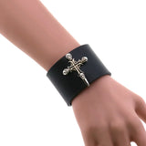 Punk Rock Gothic Skeleton Skull Leather Bracelet