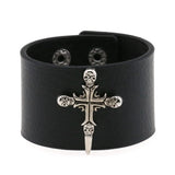 Punk Rock Gothic Skeleton Skull Leather Bracelet