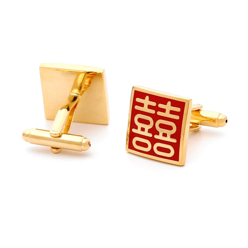 Unisex Double Happiness Copper Cufflinks XK22S071