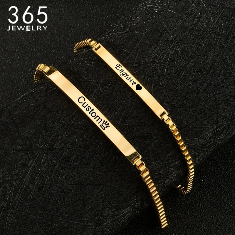 Date Engrave Bracelet Stainless Steel Unisex