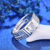 Unisex Tibetan Silver Round Cubic Zircon Opening Ring