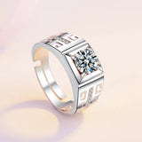 Unisex Tibetan Silver Round Cubic Zircon Opening Ring