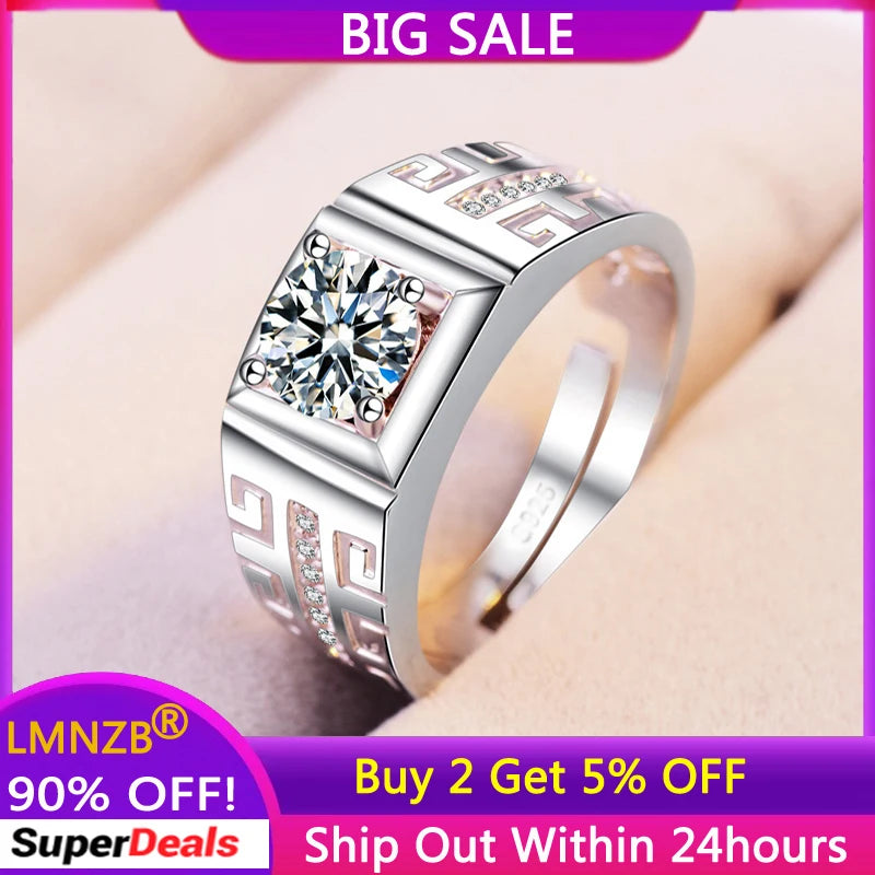 Unisex Tibetan Silver Round Cubic Zircon Opening Ring